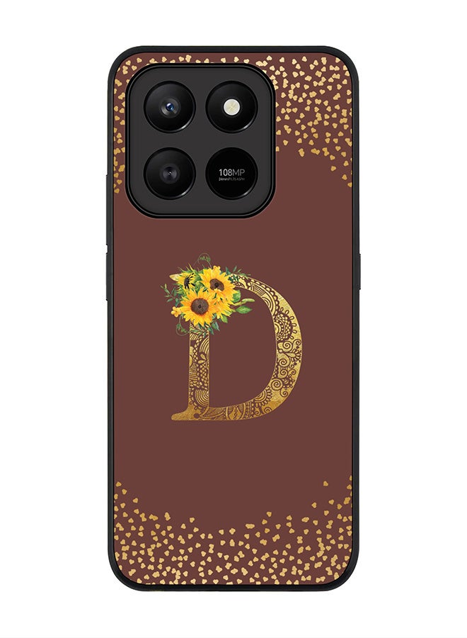 For Honor X7d 4G / X7d 5G / 400 Smart Case,Slim fit Camera Protection, Shockproof Thin Phone cover  - Custom Floral Monogram - D  (Brown )